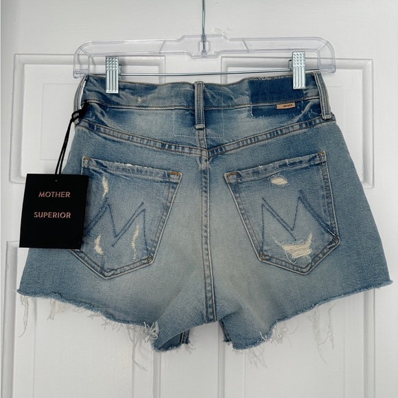 NWT MOTHER The Tomcat Kick Fray Button Fly Distressed Denim Jean Shorts Size 24 - Picture 6 of 14